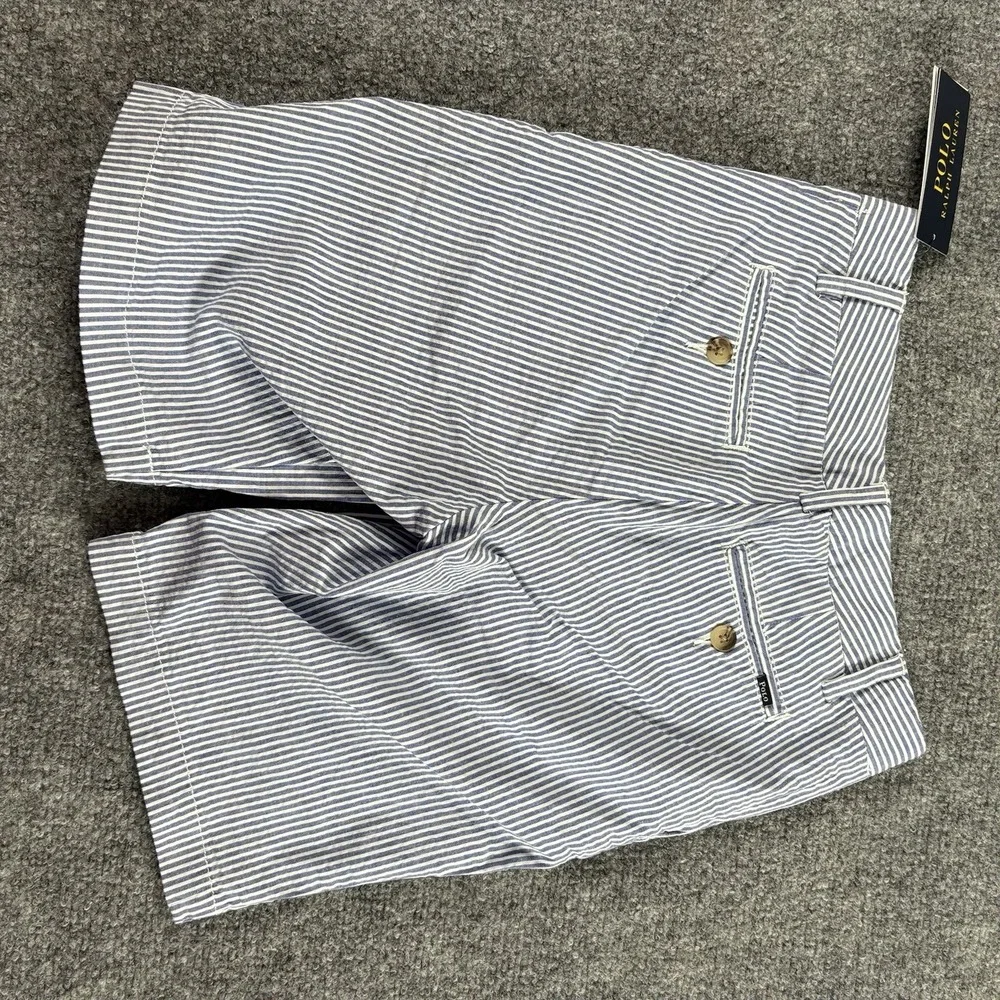 Polo Ralph‎ Lauren Bermuda Shorts Girls 10 Blue White Stretch Classic Resort